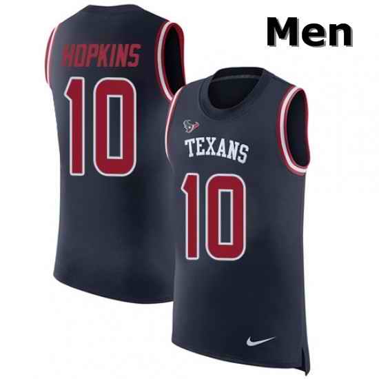 Men Nike Houston Texans 10 DeAndre Hopkins Limited Navy Blue Rush Player Name Number Tank Top NFL Jersey